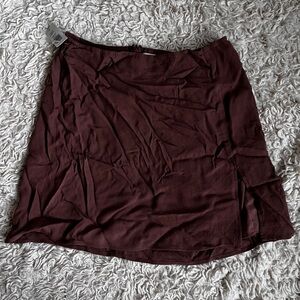 Aritzia Sunday Best chocolate brown Tatiana mini skirt with slit